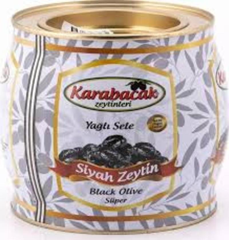 Karabacak Yağlı Sele Siyah Zeytin Süper 320-350 Kb 10 Kg Teneke