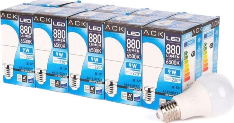 9w A60 Ampul 6500k Beyaz Işık 220v E27 (10'lu Paket)