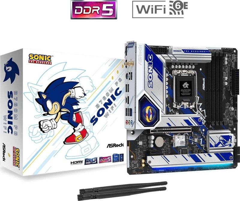 B760M PG SONIC WiFi 90-MXBKM0-A0UAYZ Intel B760 Soket 1700 DDR5 7200+(OC)MHz mATX Gaming (Oyuncu) Anakart