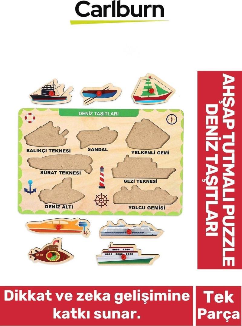 Özel Üretim Eğitici Öğretici Zeka Geliştirici Çocuk Ebeveyn Deniz Taşıtları Ahşap Tutmalı Puzzle