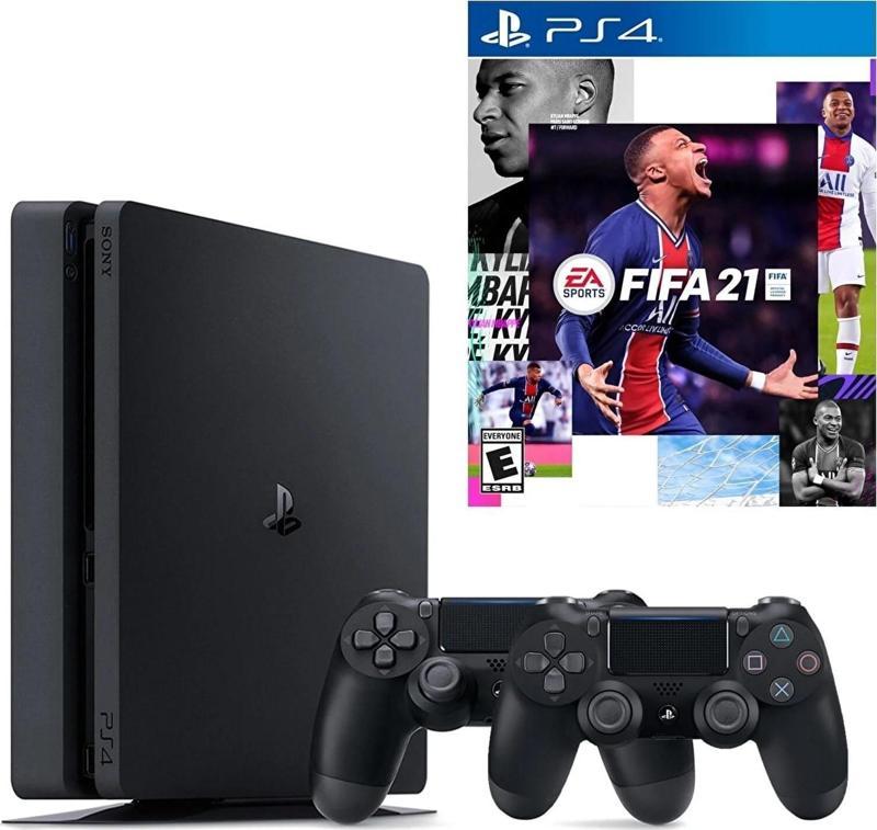 Playstation 4 Slim 500 GB + 2. PS4 Kol + PS4 Fifa 2021