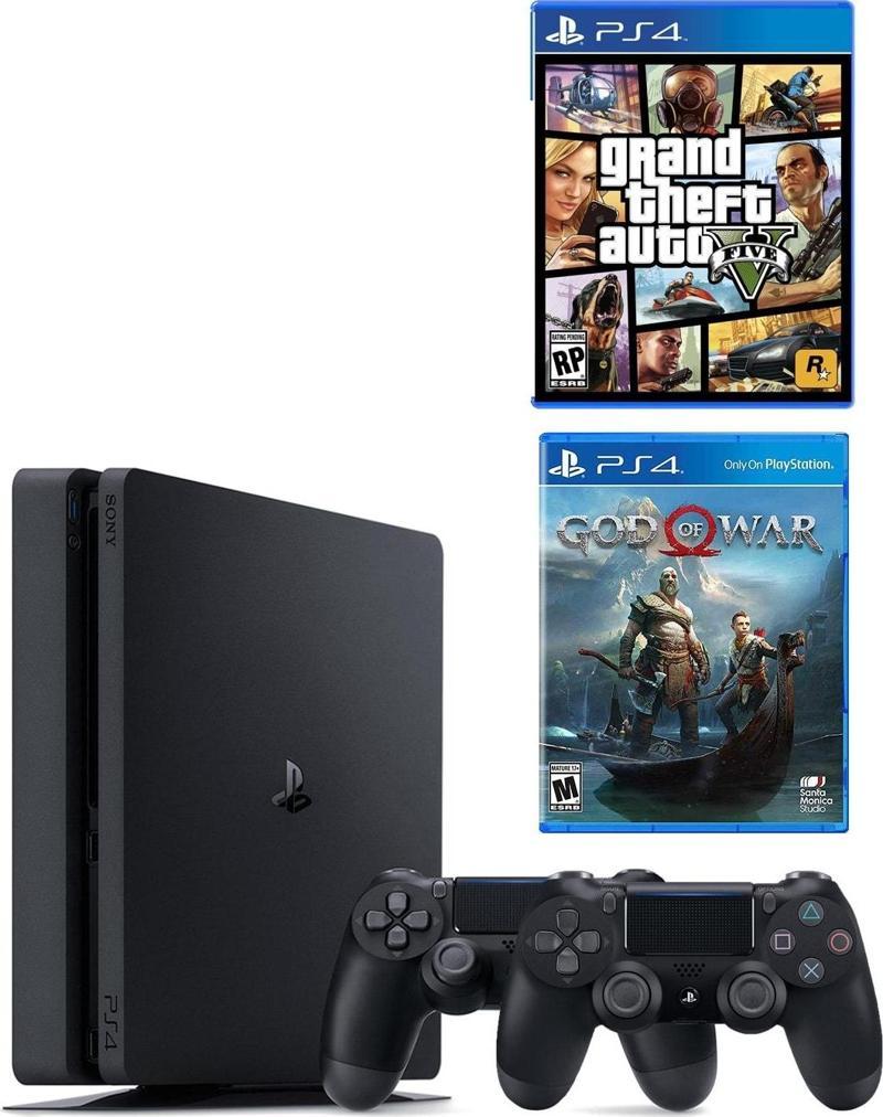 Playstation 4 Slim 500 GB + 2. PS4 Kol + PS4 GTA 5 + PS4 God Of War