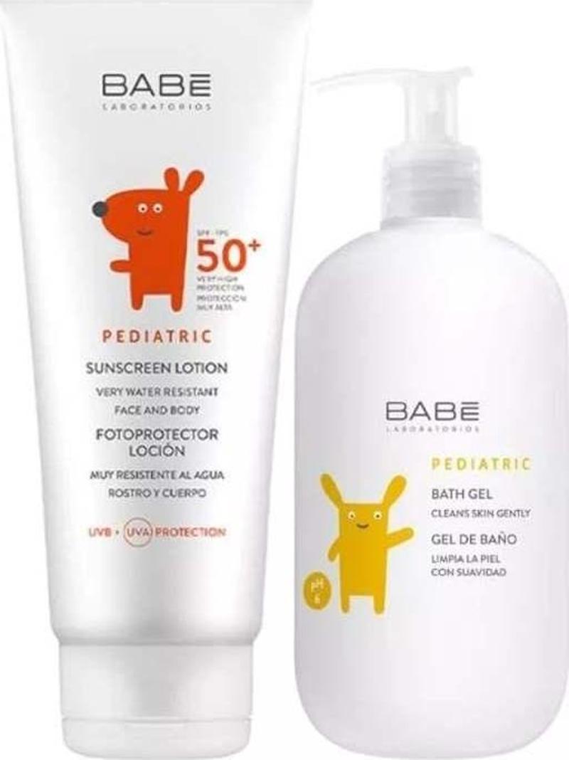 Babe Pediatric Bebek ve Çocuklar İçin Güneş Losyonu SPF50+ 100ml + Pediatric Duş Jeli 100ml Set