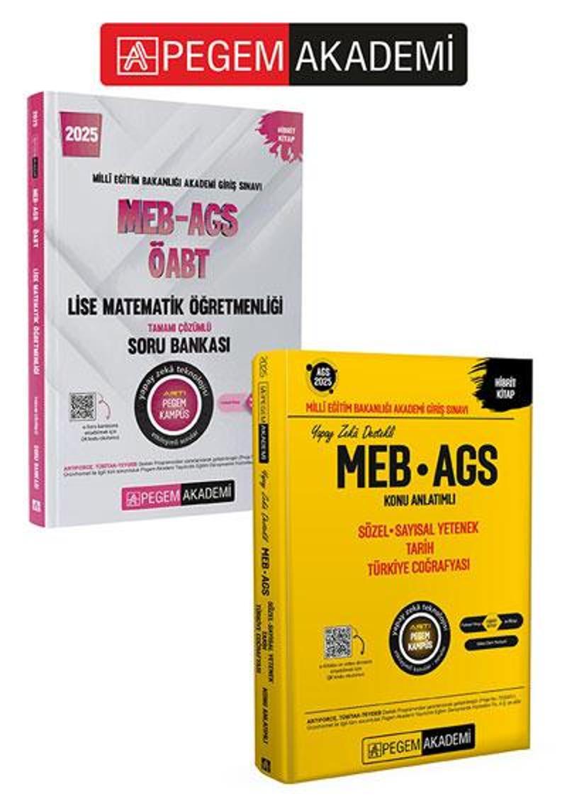 PEGEM AKADEMİ 2025 MEB-AGS-ÖABT Lise Matematik Öğretmenliği Tamamı Çözümlü Soru Bankası +  2025 MEB 
