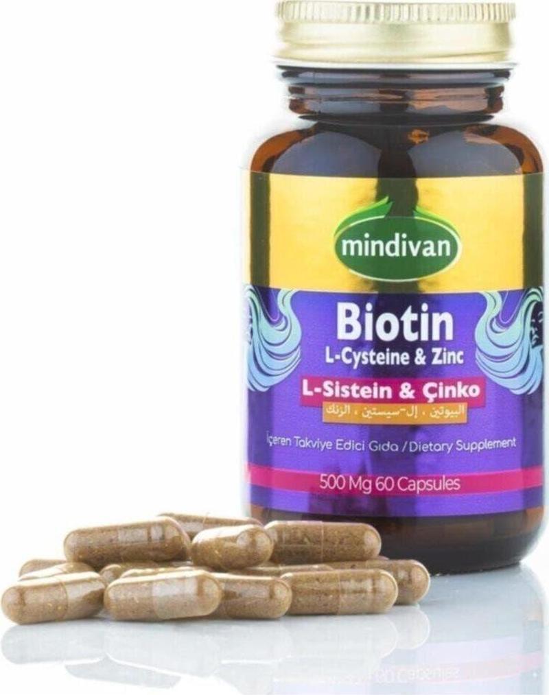 Biotin Kapsül Biyotin L-Sistein Çinko 500Mg 60 Kapsül