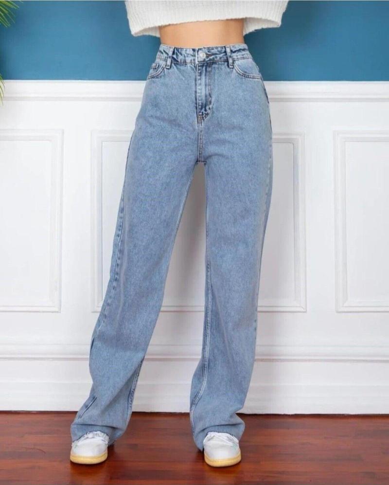 2020 Kadın Likrasız Palazzo Jeans Kot Denim Pantolon