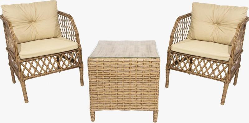 Hooka Rattan Çay/kahve Seti Oturma Grubu El Örmesi (2 Tekli+1 Sehpa)(Minderli)Çölbeji