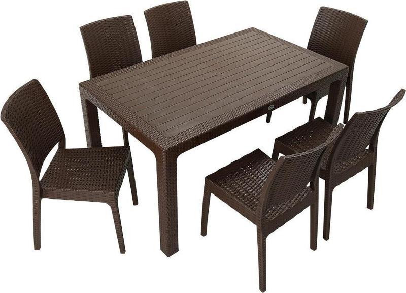 Elit Rattan 90x150 Elit Sandalye Masa Takımı KAHVERENGİ