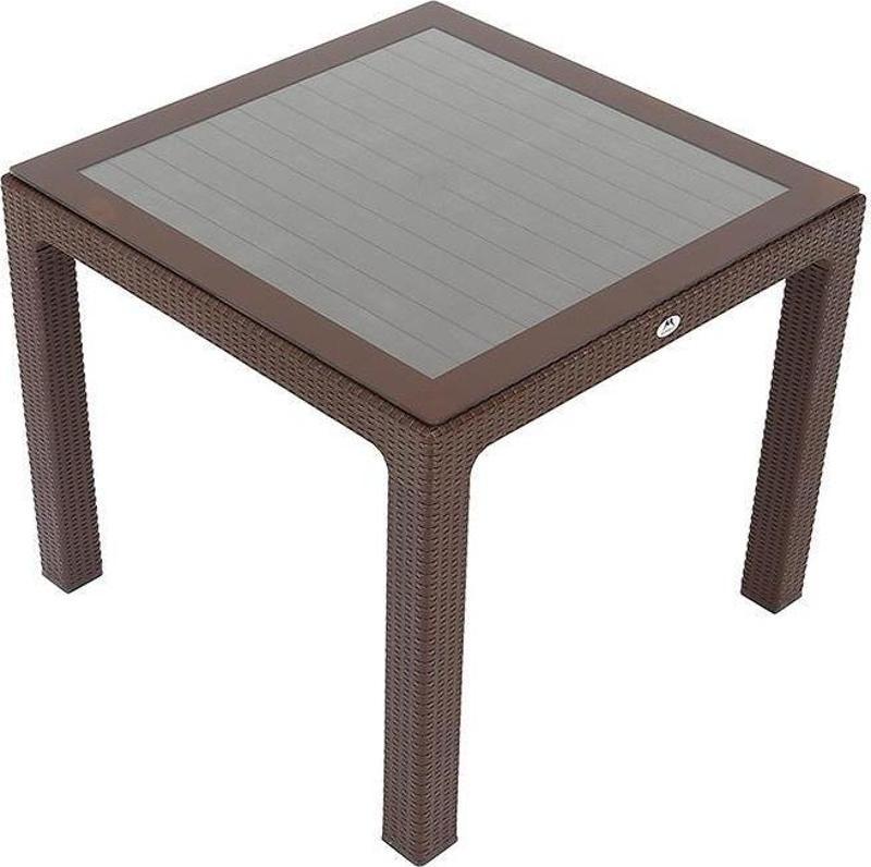 90x90 Elit Rattan Masa (Camlı) KAHVERENGİ