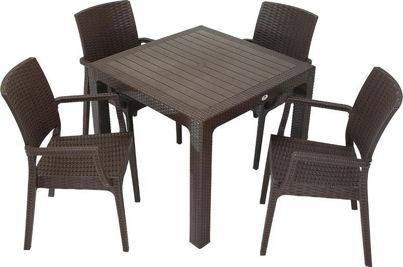 Elit Rattan 90x90 Elit Koltuk Masa Takımı KAHVERENGİ