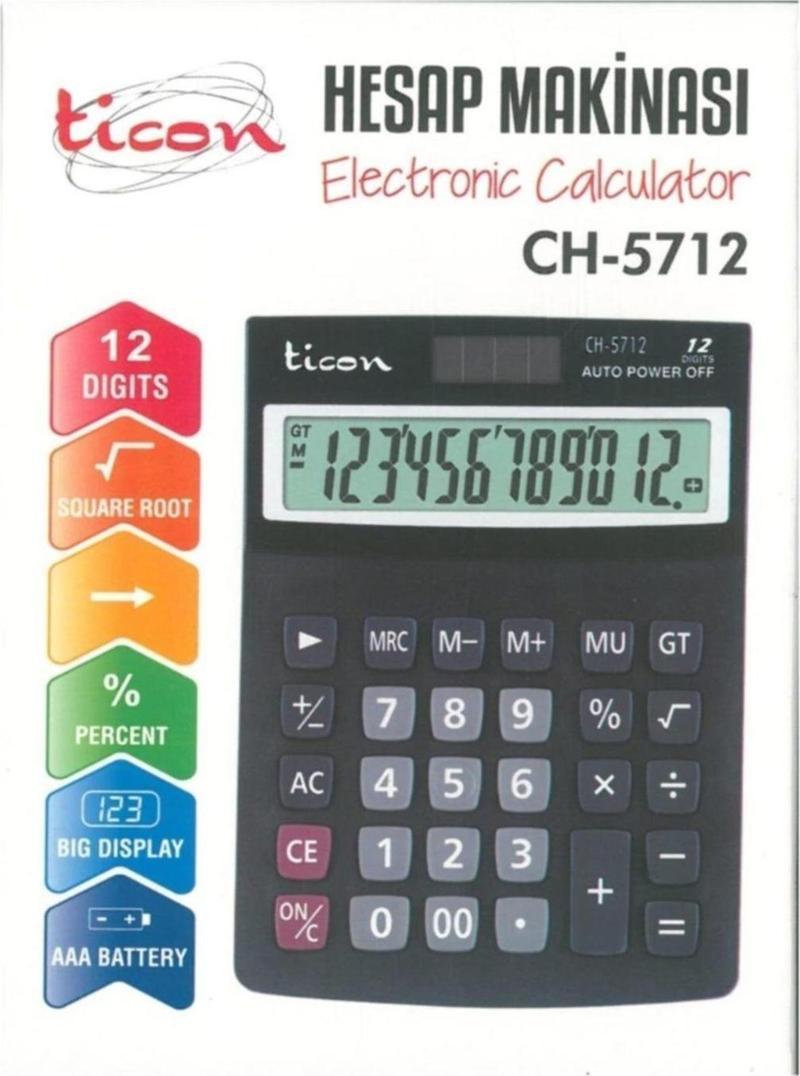 Dijital 12 Rakam Ch-5712 Hesap Makinesi