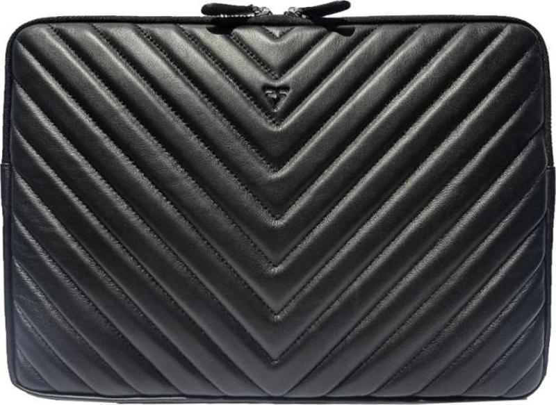 ® GERÇEK DERİ 13" LAPTOP VE A4 EVRAK EL ÇANTASI CLUTCH / 6218 SİYAH (V TİP KUZU)