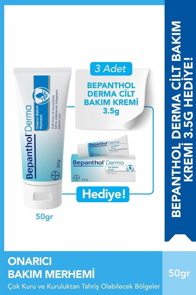 Derma Onarıcı Bakım Merhemi 50 G 3 Adet Cilt Bakım Kremi 3.5 G