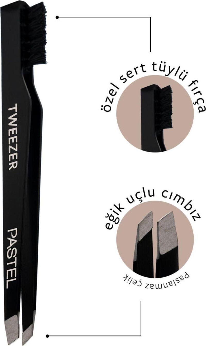 Sıngle Tweezer Wıth Brush 09 Eğik Uçlu Cımbız Kaş Tarağı