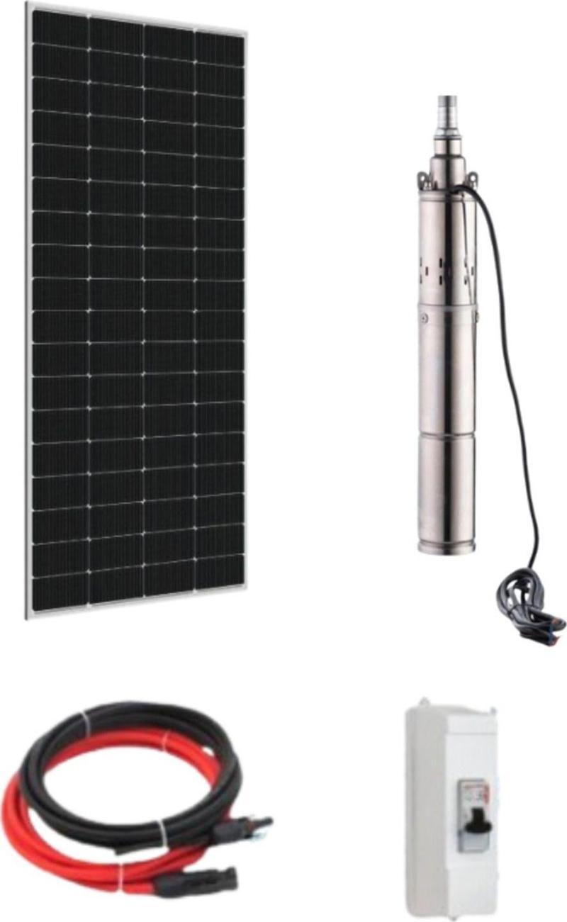 12 V Volt 230 W Watt Güneş Enerjili Dc Dalgıç Pompa Set Solar Sulama Paket Sistem