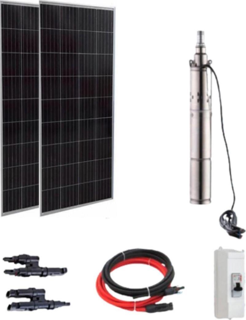 12 V Volt 410 W Watt Güneş Enerjili Dc Dalgıç Pompa Set Solar Sulama Paket Sistem