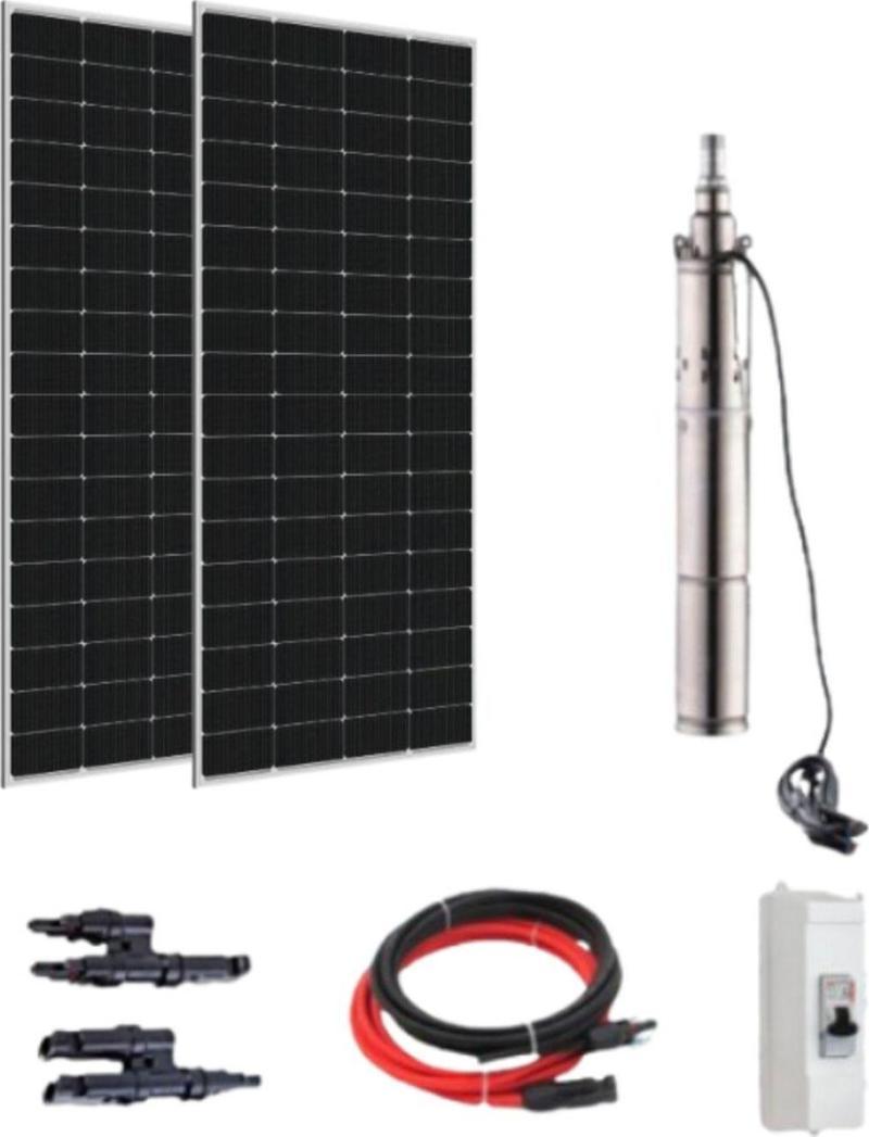 12 V Volt 460 W Watt Güneş Enerjili Dc Dalgıç Pompa Set Solar Sulama Paket Sistem