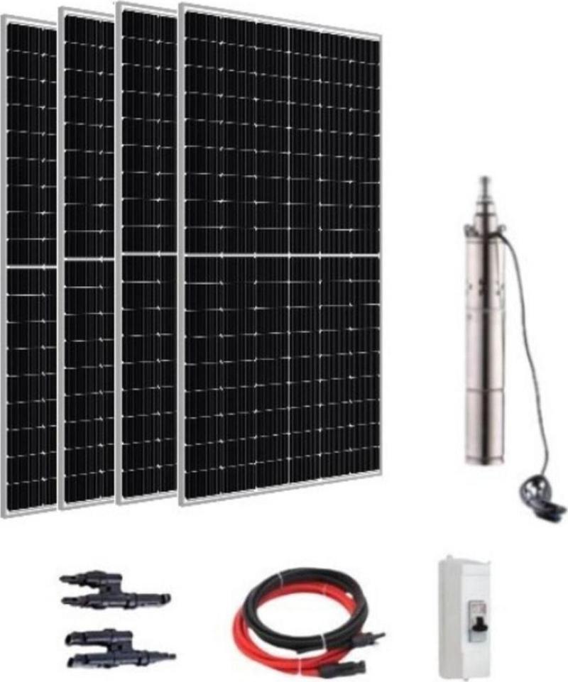 72 V Volt 1720 W Watt Güneş Enerjili Dc Dalgıç Pompa Set Solar Sulama Paket Sistem