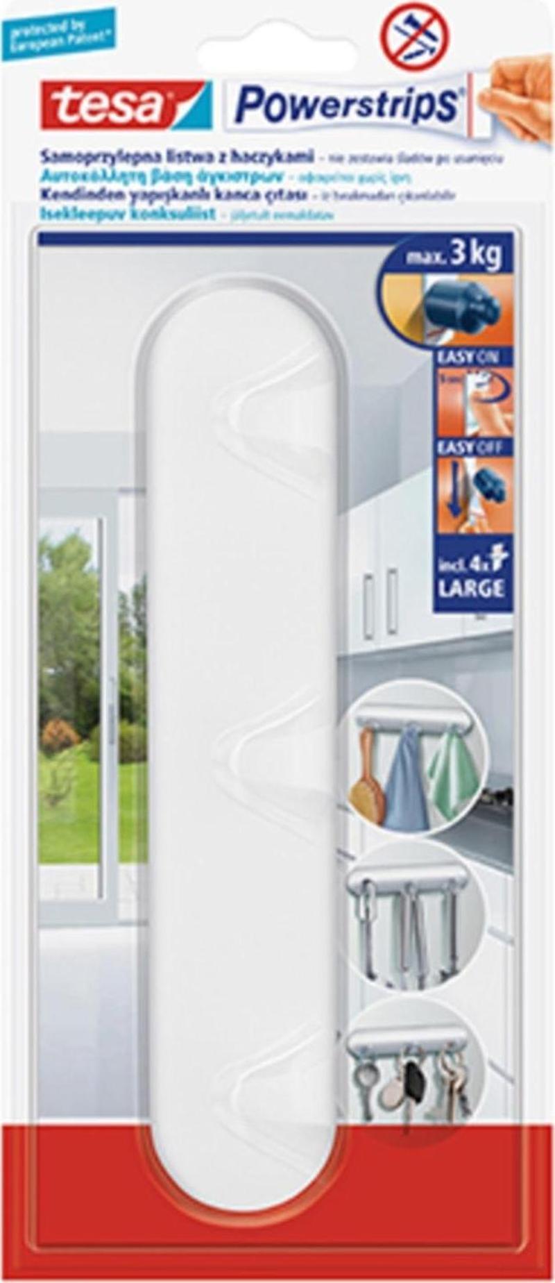Tchibo Tesa Powerstrips Iz Bırakmadan Sökülebilir Yapışkanlı Üçlü Askı, Beyaz