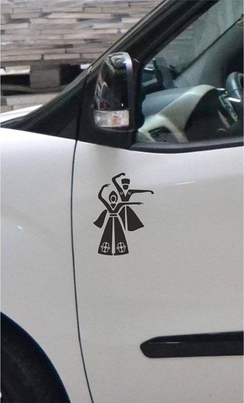 Çerkes Kadın Erkek Araba Sticker Araba (siyah) 18 Cm 2 Adet