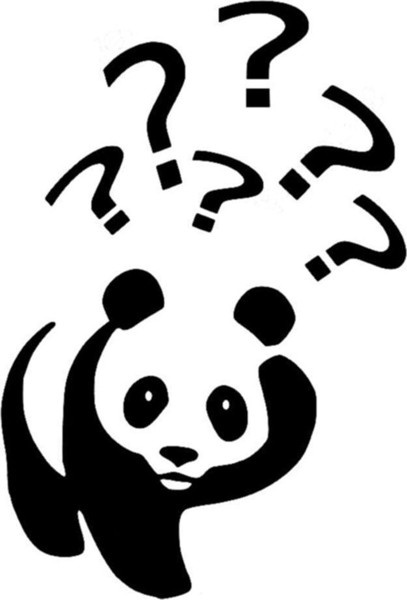 Kafasında Soru Işareti Olan Panda Sticker 15cm