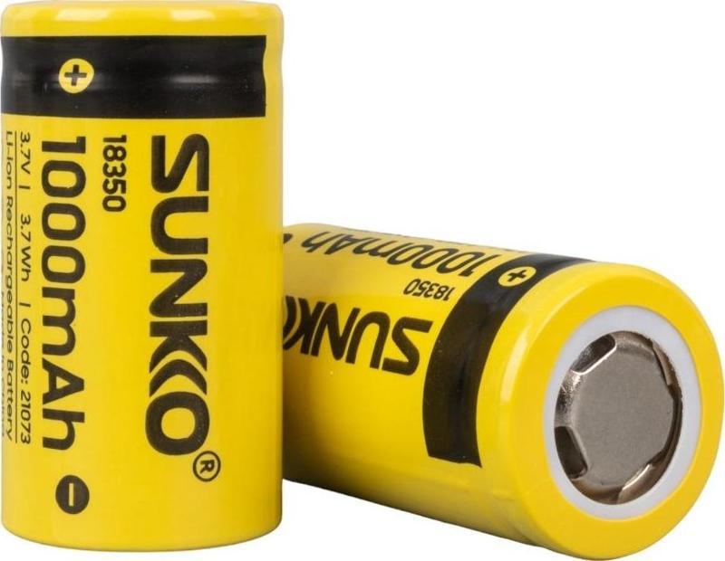 Sunkko 3.7 Volt 1000 Mah 18350 Şarj Edilebilir Pil 2 Adet Lityum İon Şarjlı Pil 18x35mm