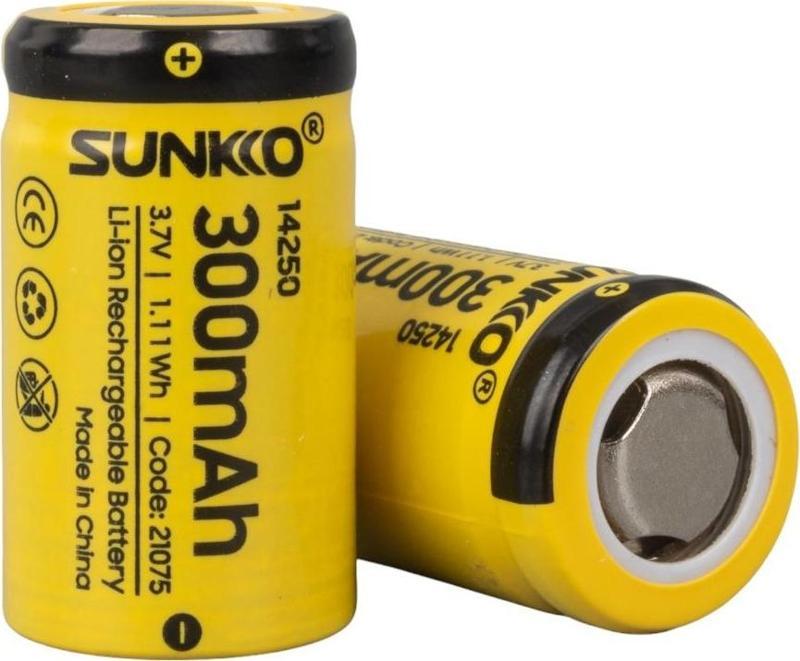 Sunkko 3.7 Volt 300 Mah 14250 Şarj Edilebilir Pil 2 Adet Lityum İon Şarjlı Pil 14x25mm