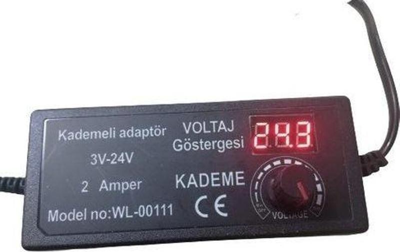 Winlight 3 Volt 24 Volt 2 Amper 5.5x2.5mm Uçlu Dıgıtal Ekranlı Ayarlı Kademeli Adaptör Ayarlanabilir