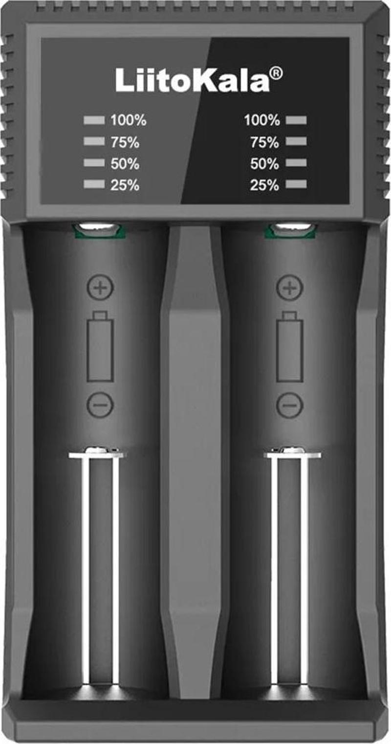 Liitokala LII-C2 2 Li Pil Şarj Cihazı Aleti 26700 26650 21700 18650 18350 20650 14500 AA AAA Modellere Uyumlu