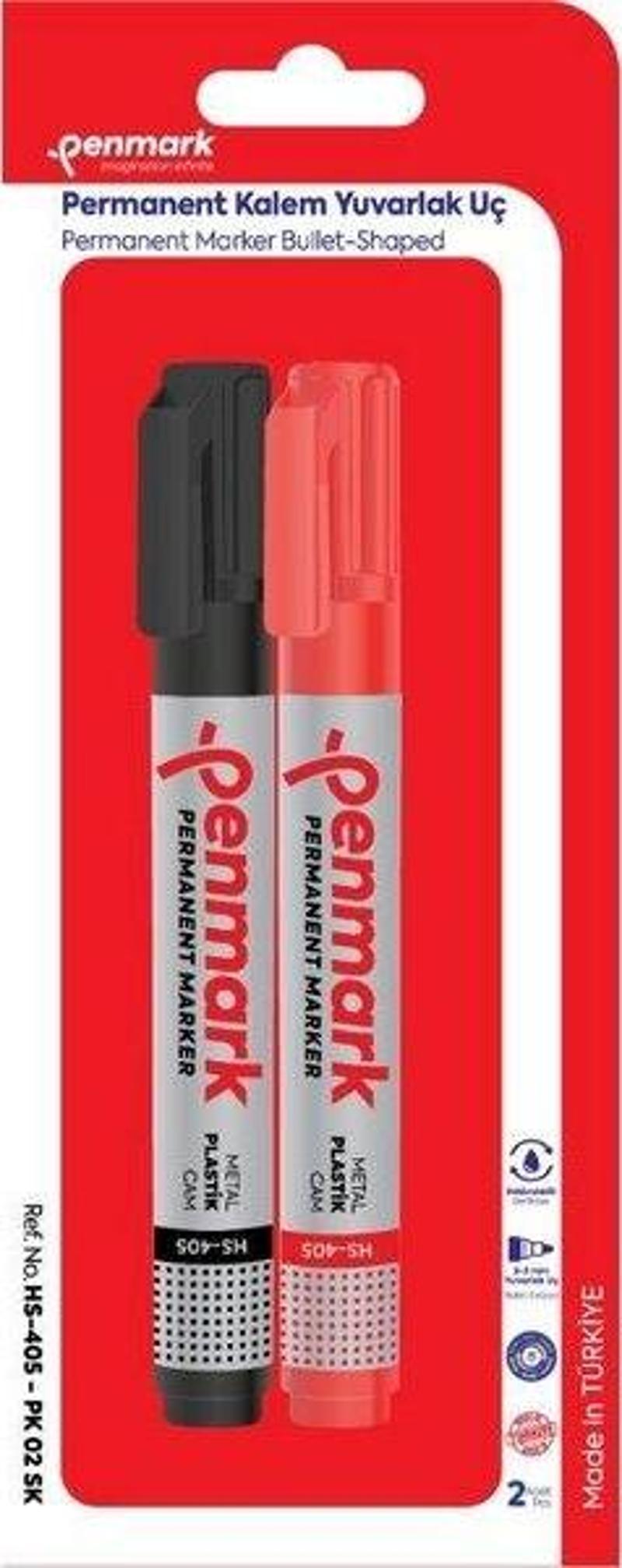 Permanent Marker Yuvarlak Uç 2 Lı Blister Kırmızı-Siyah