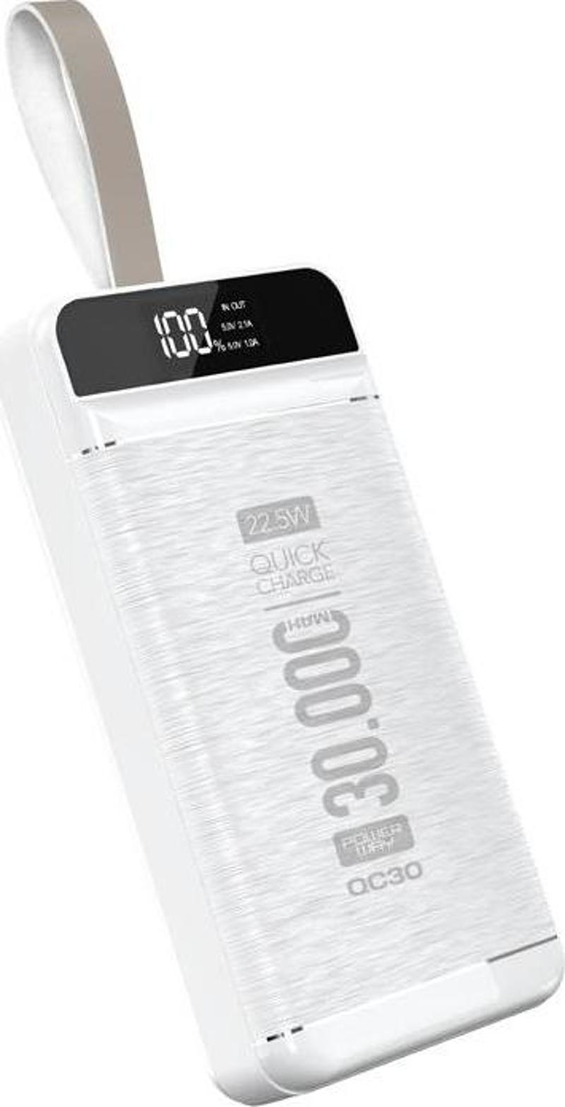 Ayt Powerway QC30 Powerbank 30000 Mah Pd22.5W 3 Usb Dijital Ekranlı Şarj Güç Bankası Işıklı 168x83x33 mm