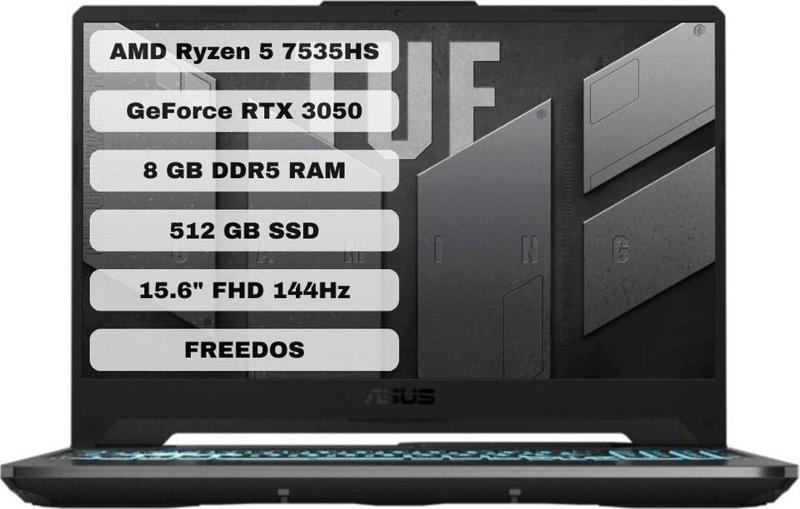 TUF Gaming A15 FA506NC-HN006 AMD Ryzen 5 7535HS 8GB 512GB SSD RTX3050 15.6" FHD Freedos