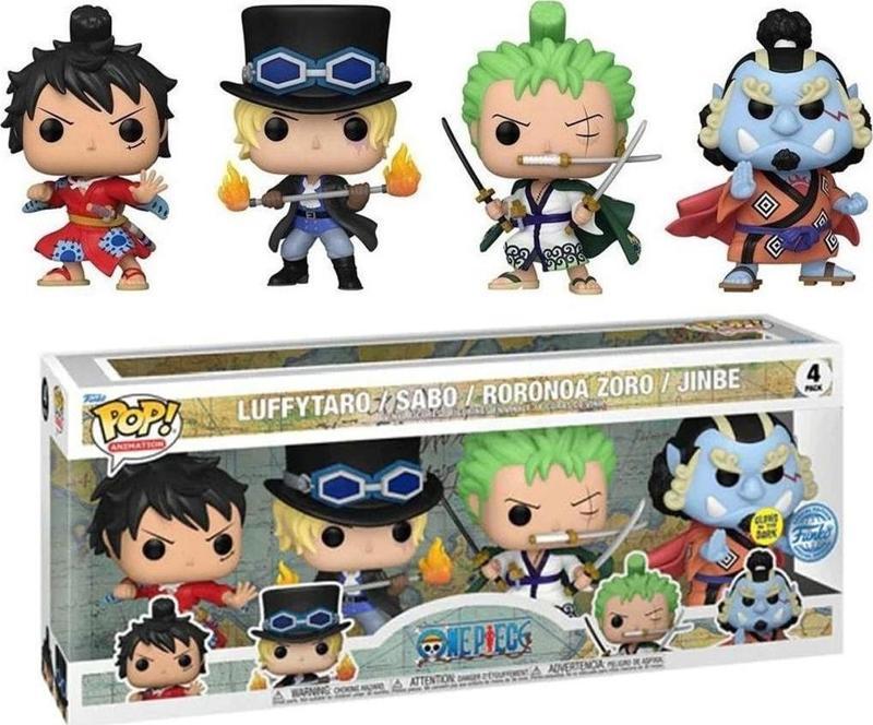 4-Pack One Piece Monkey D. Luffy, Roronoa Zoro, Jimbei And Sabo Glows In The Dark