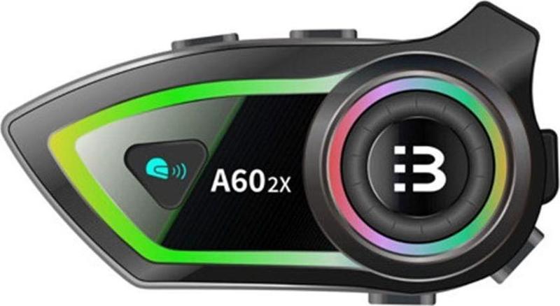 A60 2X Motosiklet Kask Kulaklığı Bluetooth Intercom Rgb Işıklı 2 Intercom Bağlantılı 300M Mesafe