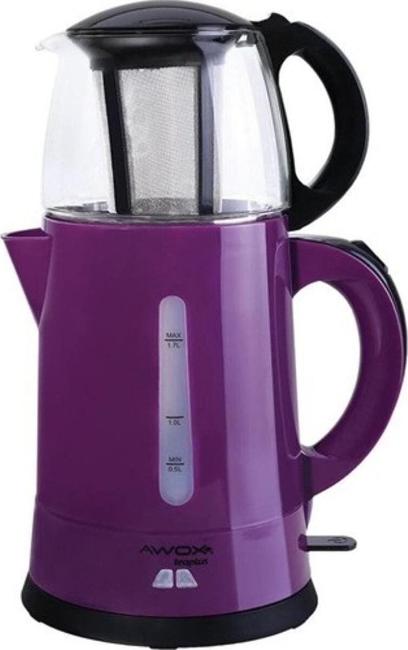 Tea - Plus Mor Elektrikli Cam Demlikli Çaycı Çay Makinesi 2000 Watt 3100 ml