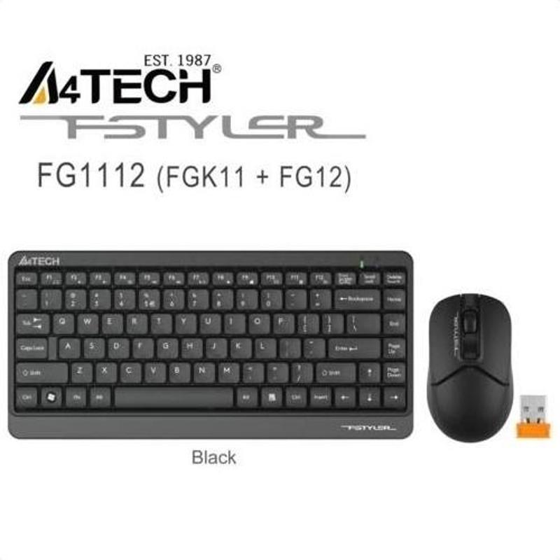 A4 Tech Fg1112, Siyah, Kablosuz, Türkçe Q, Multimedya, Mini Klavye Mouse Set