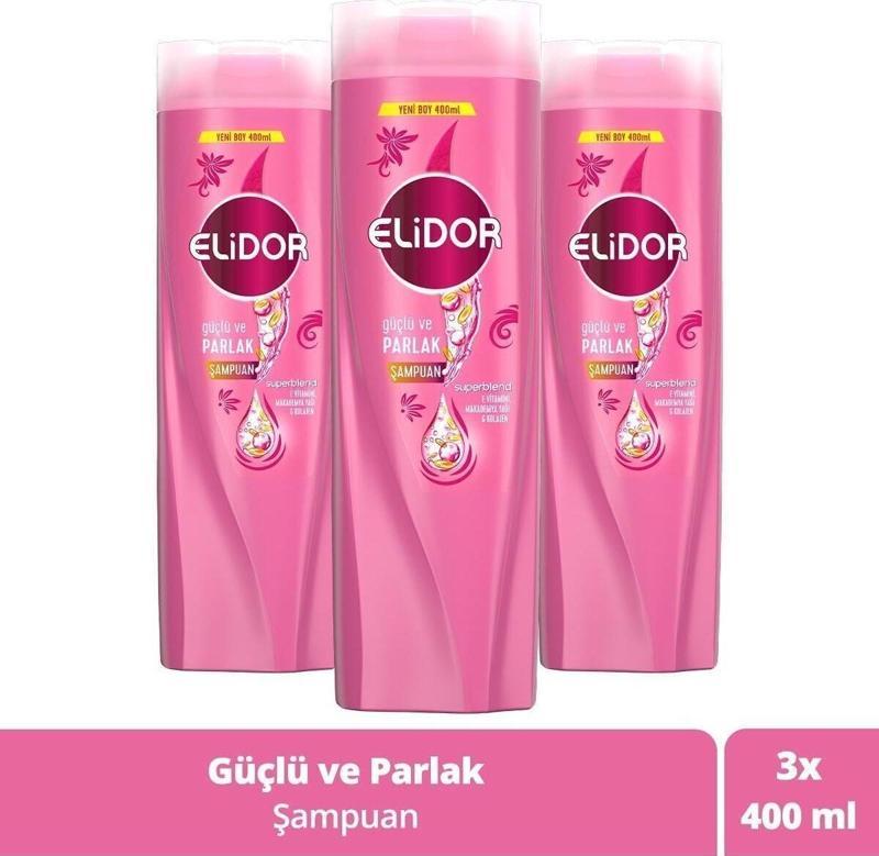 Superblend Saç Bakım Şampuanı Güçlü Ve Parlak E Vitamini Makademya Yağı Kolajen 400 Ml X3