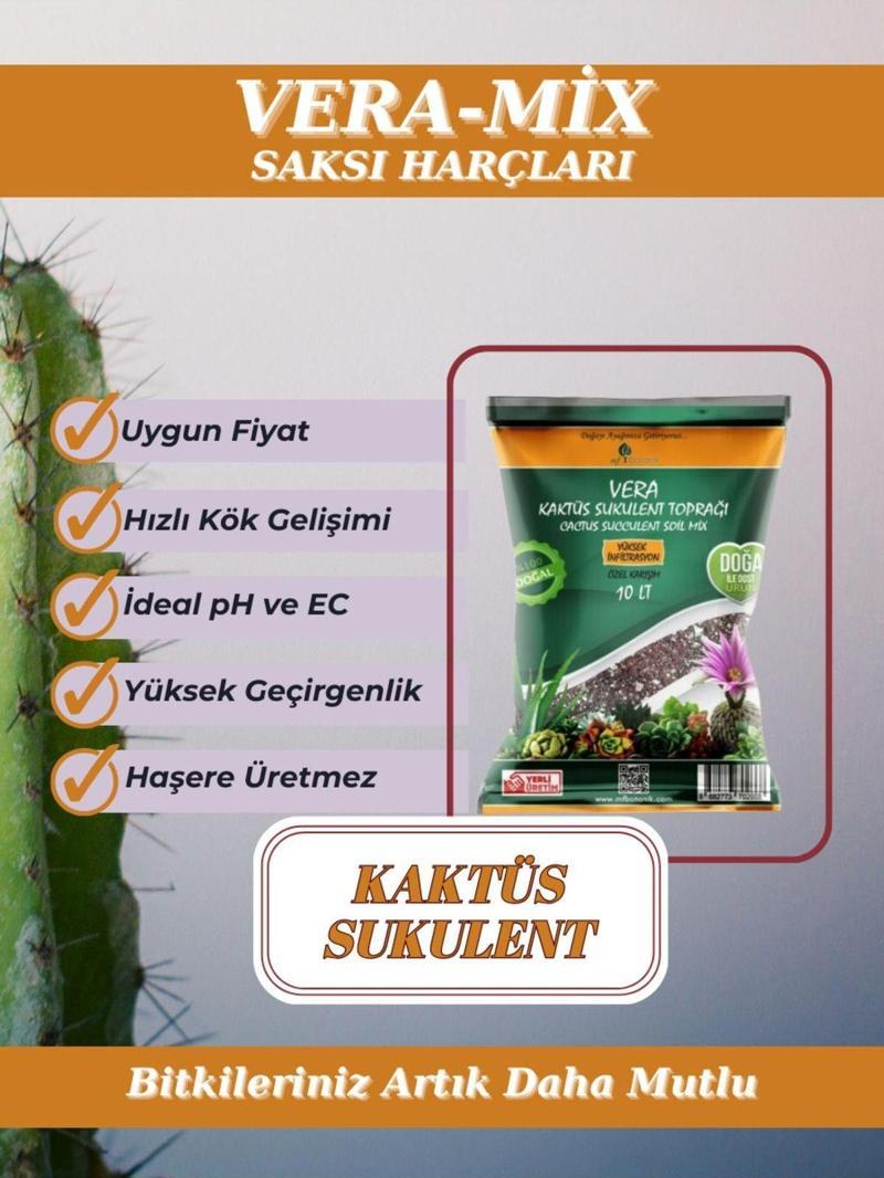 Veramix Kaktüs Sukulent Saksı Harcı Bitki Toprağı Özel Karışım Ithal Torf - Cocopeat 10 Litre