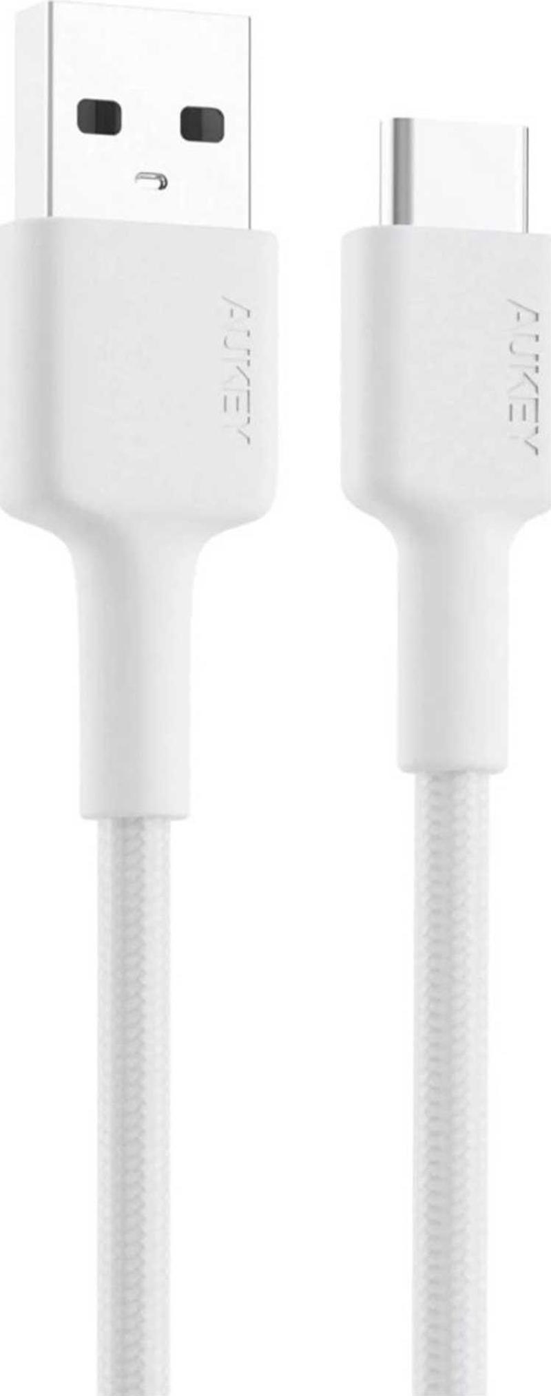 CB-CD30 USB-A to Type-C 90cm 480Mbps QC3.0 Darbe Örgülü Hızlı Şarj ve Data Kablosu-Beyaz