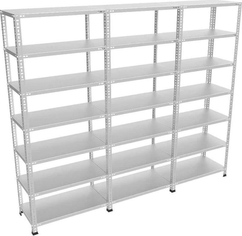 7 Katlı 3’lü Bitişik Galvaniz Çelik Raf. Depo, Dosya Raf