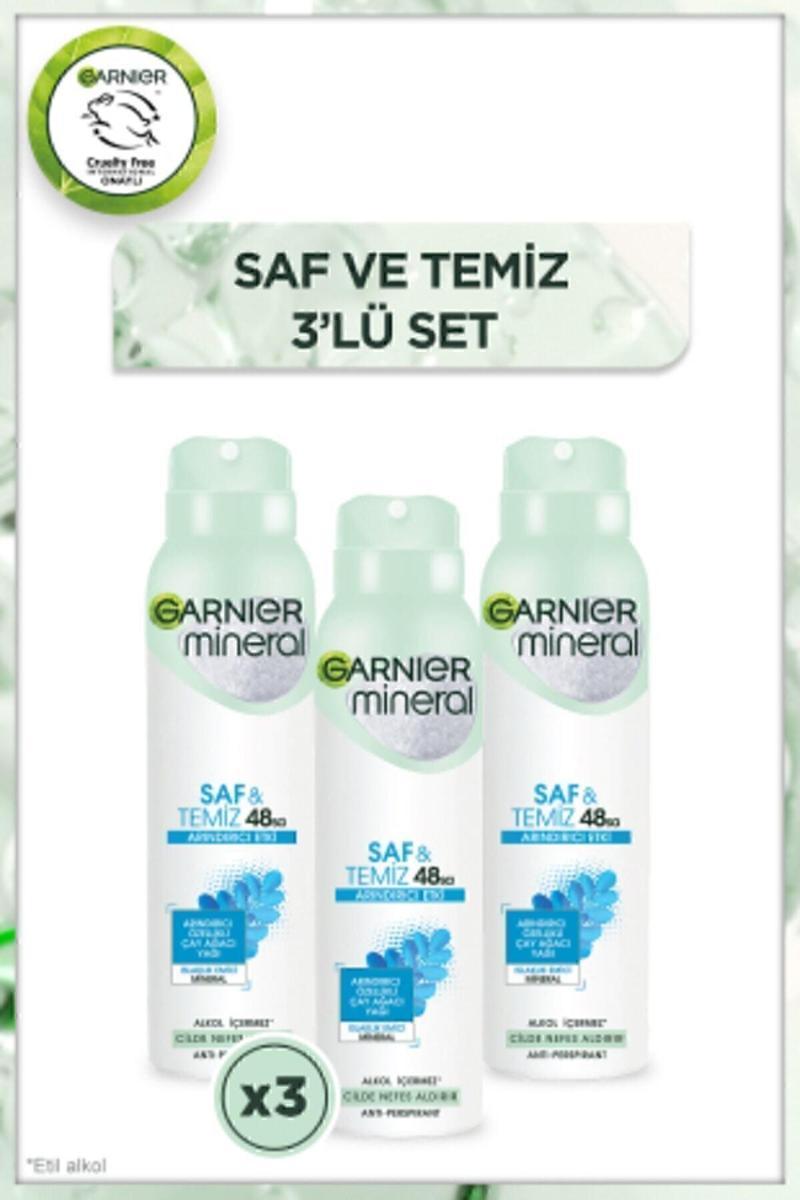 Mineral Saf ve Temiz Kadın Sprey Deodorant 150 ml x 3 Adet