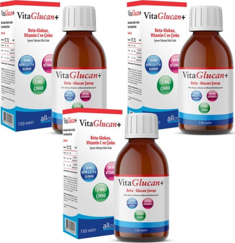 3 Adet Vitaglucan 150 Ml Şurup Beta Glukan Ve Vitamin C Çinko