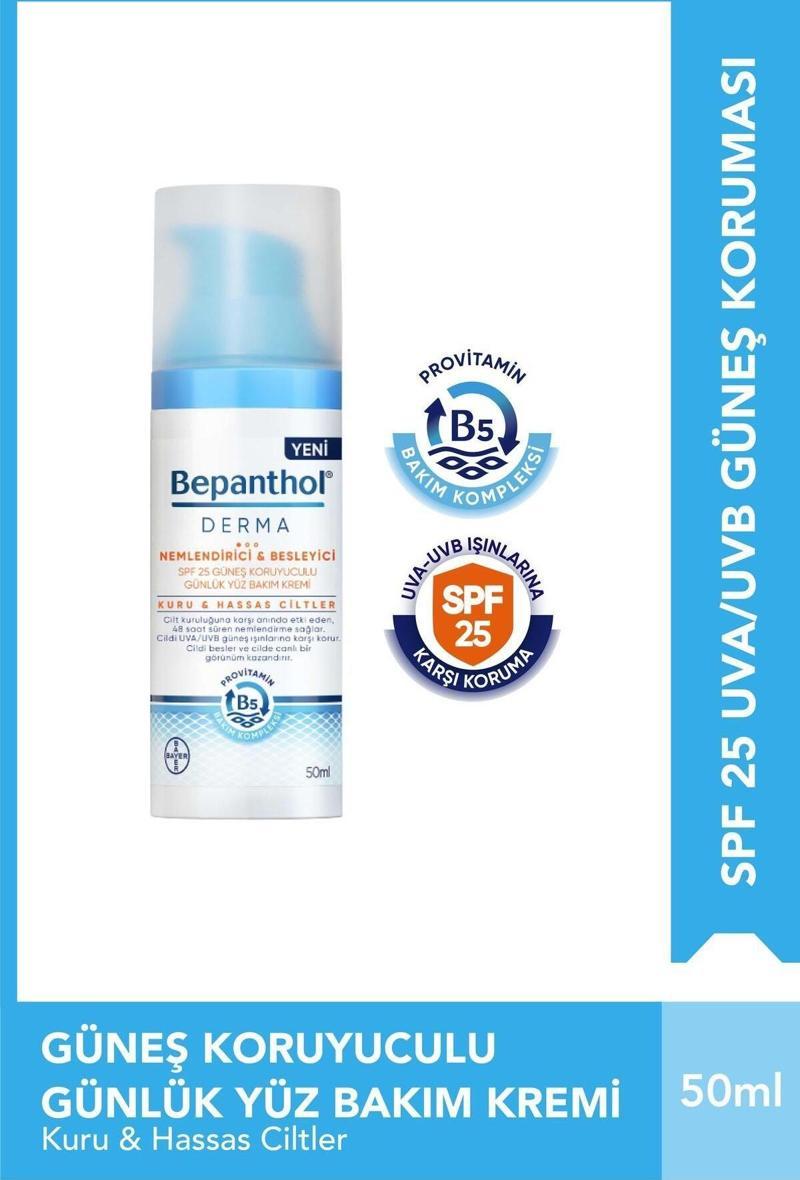 Derma Nemlendirici & Besleyici Spf25 Güneş Koruyuculu Günlük Yüz Bakım Kremi - Kuru Hassas