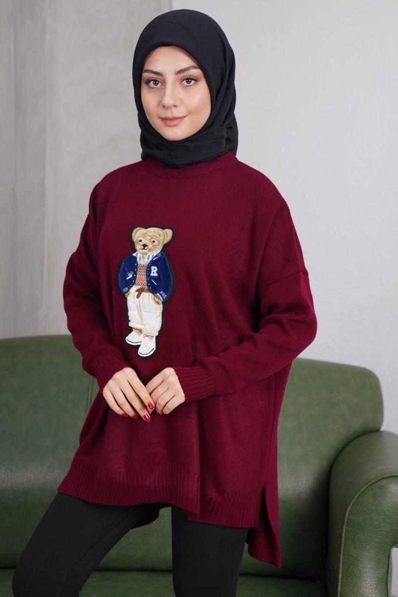 Ayıcıklı Kazak - Teddy Bear Tesettür Triko Kazak V5