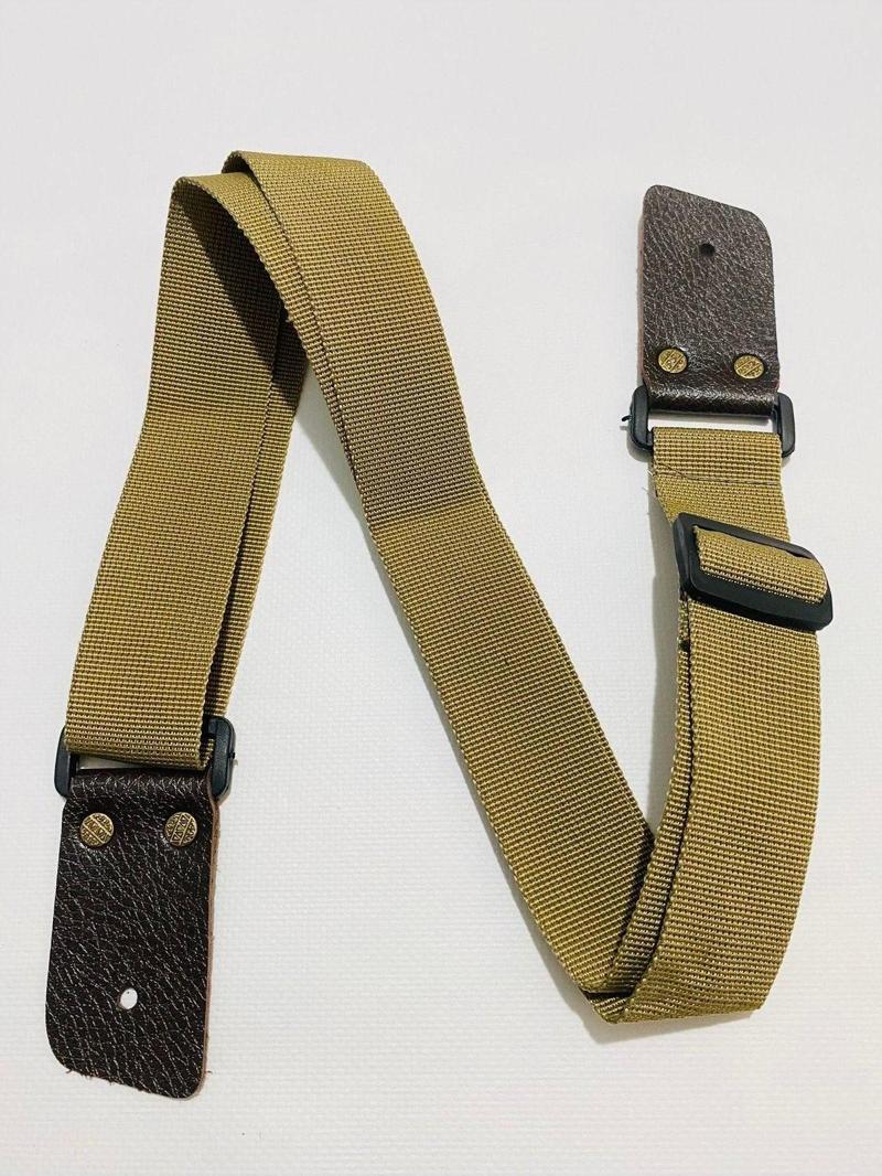 Guitar Strap Hakiki Deri Uçlu Bej Renk Gitar Askısı