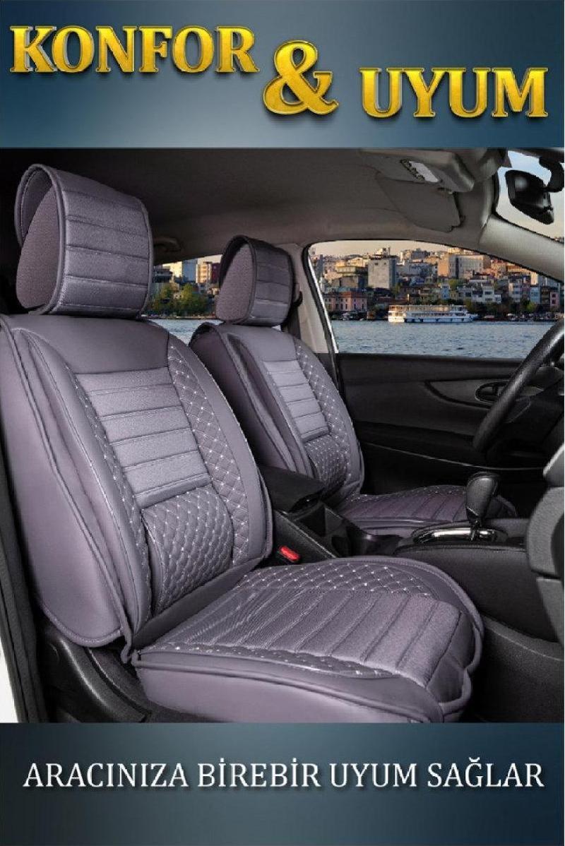 
Fiat Egea Sedan Lüx Deri Oto Koltuk Kılıfı Ön Arka Takım Set Safir Serisi FÜME