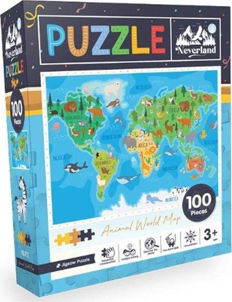 Hayvan Dünya Haritası 100 Parça Puzzle NL412