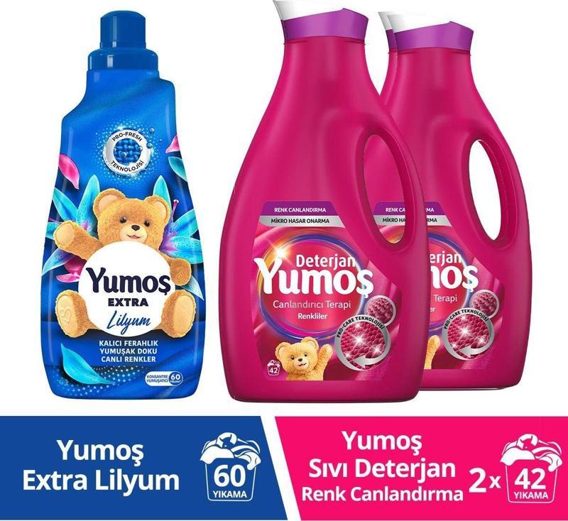 Extra Lilyum Konsantre Yumuşatıcı 1440 Ml Renkli Giysiler Için Deterjan 2520 Ml X2