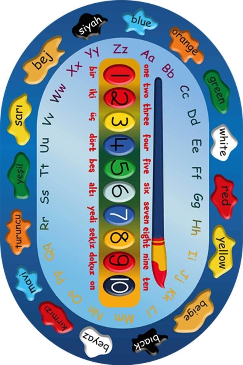1987 Öğretici İngilizce Çocuk Oyun Halısı Kaymaz Makinede Yıkanabilir Eğitici Bebek Ve Çocuk Halısı 80x150 cm