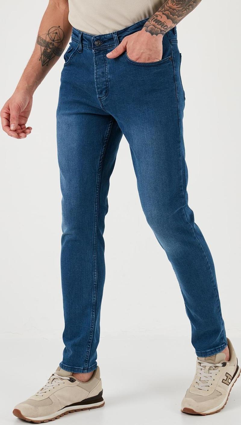 Pamuklu Yüksek Bel Slim Fit Jeans Erkek Kot Pantolon 6440305 AÇIK MAVİ